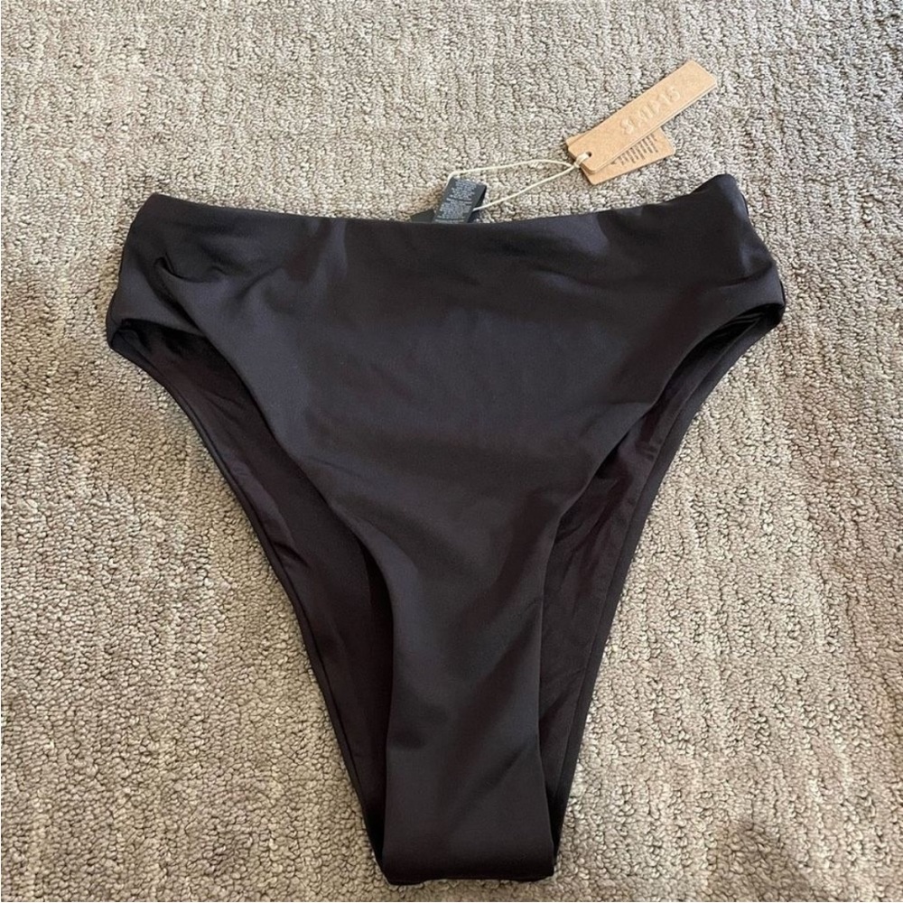 SKIMS Signature Swim Mid Waist Bottoms Black/Onyx, XS NWT